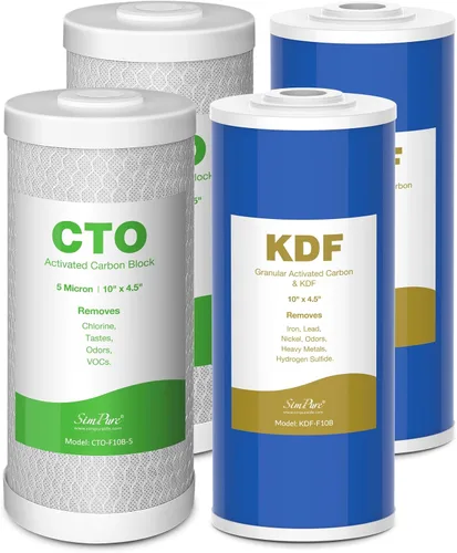 Vista 9 de SimPure Cartuchos de filtro de agua para toda la casa, 5 micrones, 10" x 4.5", CTO+GAC/KDF, juego de filtros de carbono y metales pesados de 2