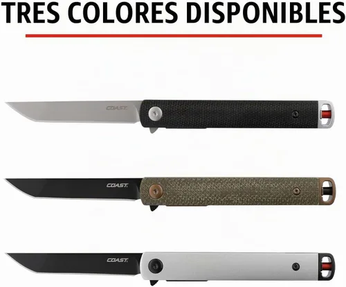 Vista 7 de Coast Founder's Collection SELECT Cuchillo plegable de bolsillo para llevar todos los días del caballero, hoja Tanto Negro