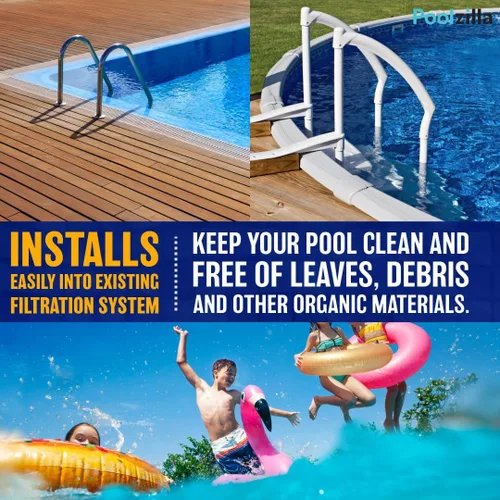 Vista 3 de Poolzilla Kit completo estándar de skimmer de pared para piscina sobre el suelo, blanco