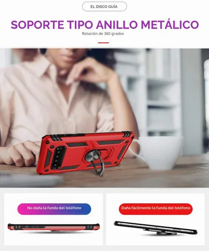 Vista 7 de Funda de grado militar para Samsung Galaxy S10 Plus 360 con anillo giratorio de metal con soporte de soporte magnético integrado para montaje