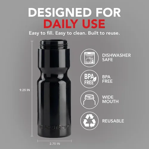 Vista 4 de Botellas de agua deportivas 50 Strong – Botellas de plástico reutilizables de 22 oz libres de BPA con tapa de tracción – Fabricadas en EE. UU.