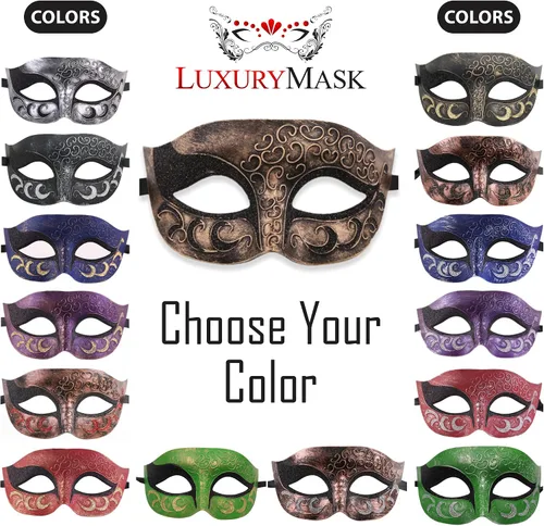 Vista 6 de Máscara de mascarada para hombre, máscara de aspecto antiguo para Halloween, fiesta veneciana, fiesta de máscaras y baile de máscaras