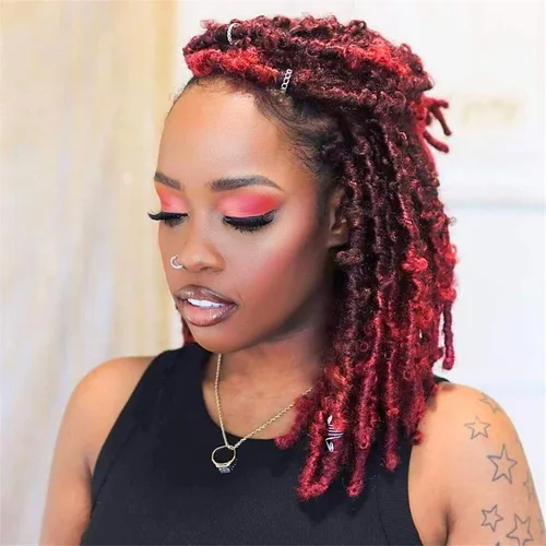 Vista 28 de Toyotress Butterfly Locs - Cabello de ganchillo de 8 pulgadas, 7 piezas de trenzas de ganchillo desgastadas pretrenzadas, color negro natural