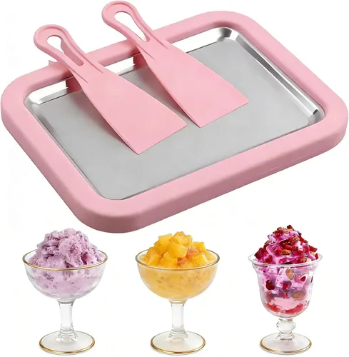 Vista 10 de Máquina de helados enrollados, nueva máquina de rodillos de helado casera, máquina de helado instantáneo, bandeja de helado rodada para actividades