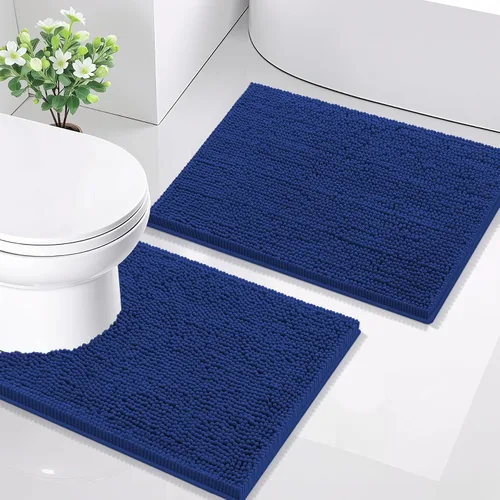 Vista 62 de Juego de alfombras de baño Smiry de 2 piezas, suave alfombra absorbente de chenilla y juego de alfombra en forma de U para inodoro, alfombra de baño