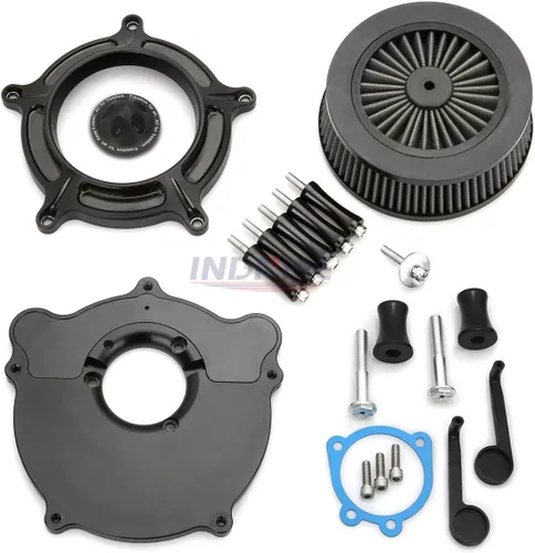 Vista 4 de Ajuste para el limpiador de aire Harley Touring Black Ops 2000-2007, entradas de aire Flstc Heritage Softail Classic 93-15 filtro gris
