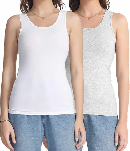 Vista 6 de wirarpa Camisetas sin mangas de algodón para mujer, cómodas, capa base, paquete de 2