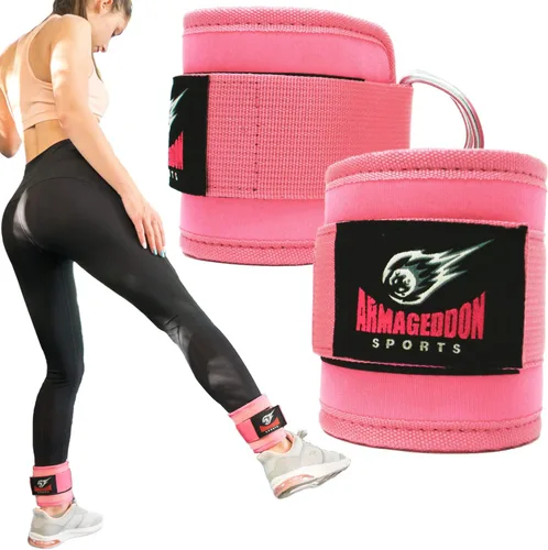 Vista 9 de ARMAGEDDON SPORTS Par de correas de tobillo de calidad dobles en D para fijación de máquinas de cable, tobilleras para equipo de entrenamiento