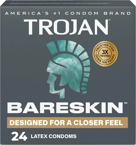 Vista 16 de Trojan Bareskin - Preservativos finos, paquete variado Everythin, condón de látex lubricado, 10