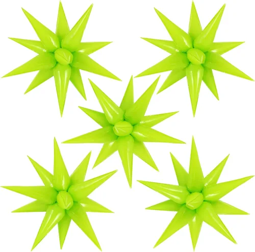 Vista 19 de 60 unidades de globos de estrella negros con explosión de 12 puntas de papel de aluminio con forma de cono mágico grande para decoración de fondo