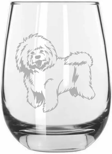 Vista 414 de Shar Pei (chino) - Vaso de vino sin tallo grabado para perro, 15.25 onzas