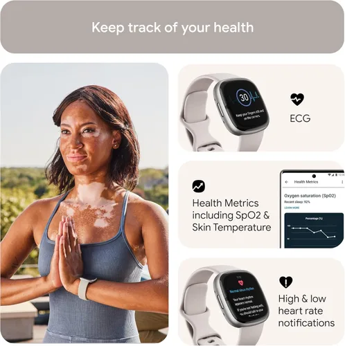 Vista 3 de Fitbit Sense 2 reloj inteligente avanzado de salud y fitness con herramientas para manejar el estrés y el sueño, aplicación ECG, SpO2, frecuencia