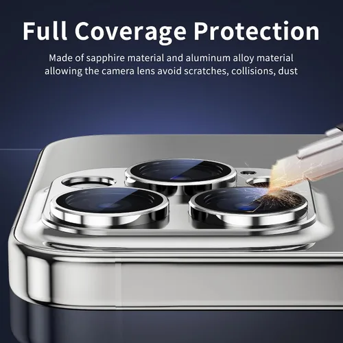 Vista 4 de Protector de lente de cámara para iPhone 15 Pro/iPhone 15 Pro Max, cubierta de cámara de aleación de metal con accesorios de protector de pantalla