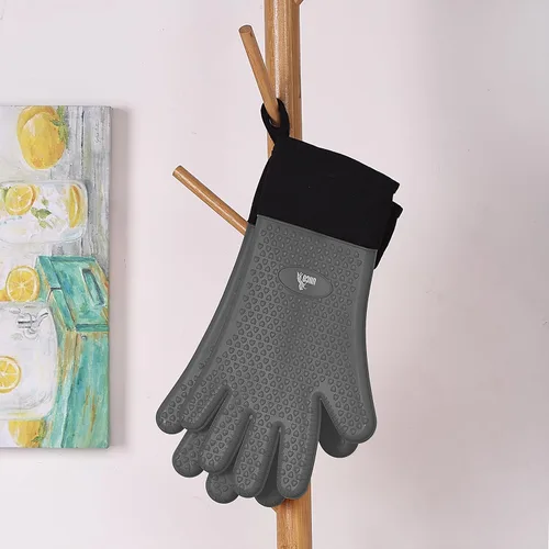 Vista 9 de UNCO - Guantes de silicona resistentes al calor, grises, guantes de horno de silicona