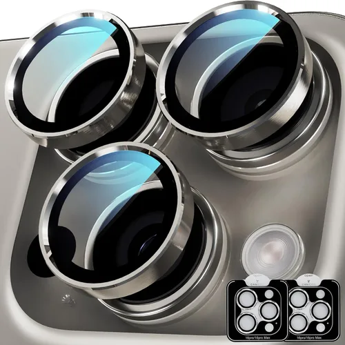 Vista 13 de YWXTW Diseñado para iPhone 14 Pro/iPhone 14 Pro Max Protector de Lente de Cámara Brillante, [Nuevo Diseño con Purpurina] Vidrio Templado de Metal