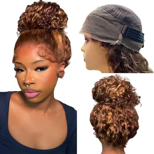 Vista 30 de Pelucas de cabello humano con encaje frontal de 13 x 6 pulgadas, color borgoña 99j