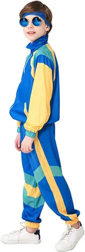 Vista 5 de Conjunto deportivo de los años 80 para niños, disfraz de hip hop, parte superior y pantalones, ropa deportiva de baile retro