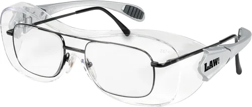 Vista 4 de MCR Safety OG110AF lentes de policarbonato de seguridad antiniebla con patas negras.