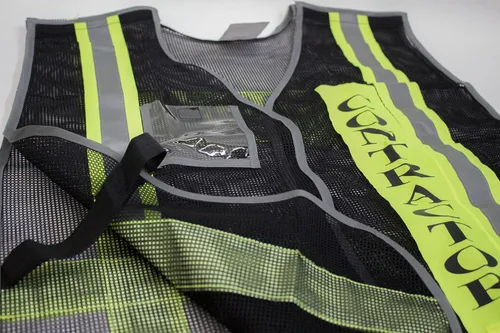 Vista 3 de RK Breakaway - Chaleco de seguridad con rayas reflectantes y bolsillo de plástico transparente para identificación Negro