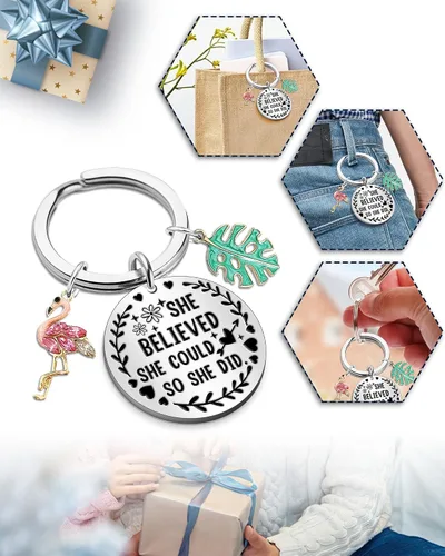 Vista 3 de Llavero de regalo inspirador para mejores amigos familia hija amantes de los animales cumpleaños Navidad relleno de calcetines