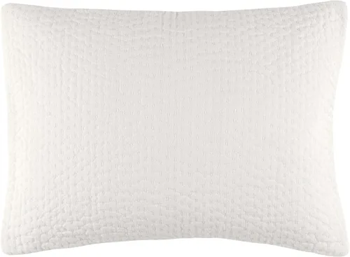Vista 6 de Pine Cone Hill TAFT - Funda de almohada acolchada neutra, tamaño estándar, patrón de rayas multi/blancas