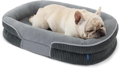 Vista 26 de Bedsure Camas ortopédicas para perros con cojín ovalado de 360 °, perro de Carbón