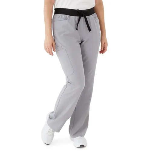 Vista 6 de Pantalón médico costero con siete bolsillos para mujer, color gris, talla S Petite