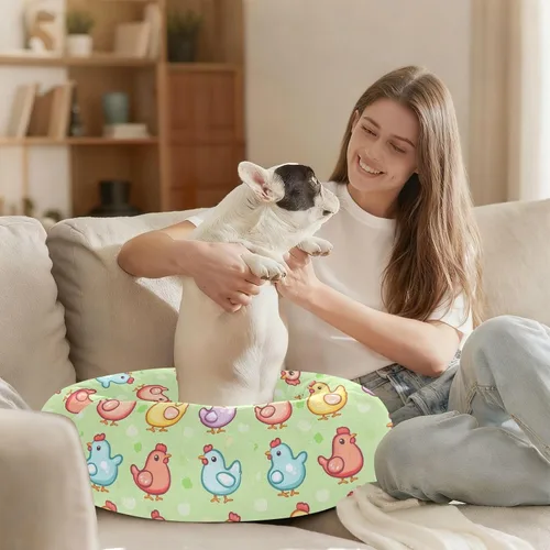 Vista 8 de Pet Dog Bed Warm & Cozy Fluffy Cat Cave Bed for Medium Size Pets Supplies XS Cute Cartoon Chicken
