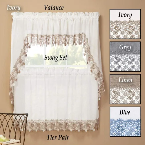 Vista 4 de RENAISSANCE HOME FASHION Par de cortinas Lillian, 56" X 36", Lino