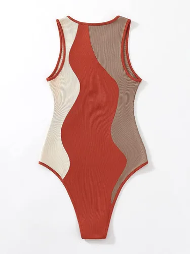 Vista 2 de Verdusa Body sin mangas con cuello redondo y bloques de color para mujer