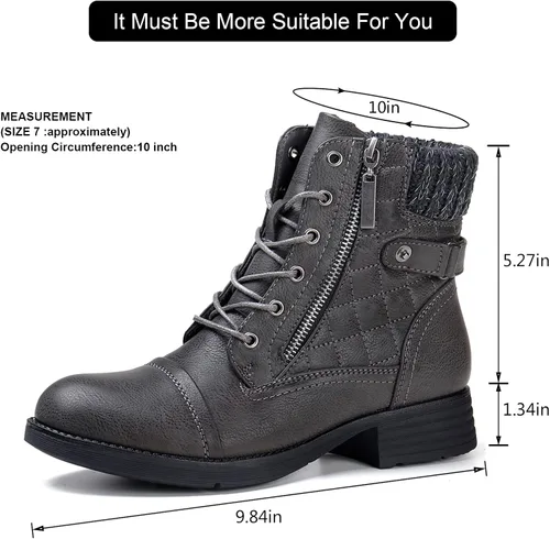 Vista 6 de STQ Botas de combate con cordones para mujer