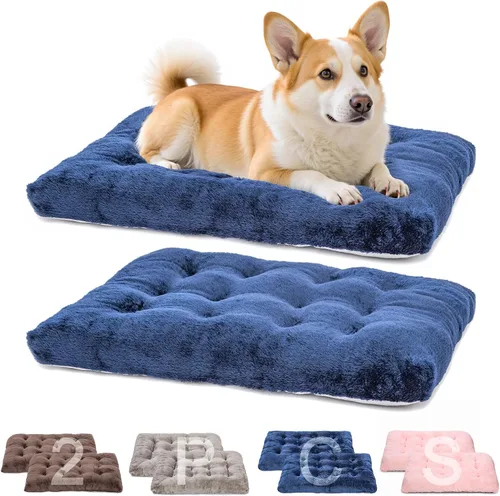 Vista 16 de POMIU Paquete de 2 camas lavables para perros, camas de felpa de lujo con antideslizante, lavable a máquina, tapete para dormir para perros grandes