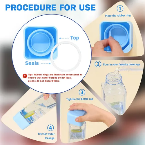 Vista 5 de mwellewm 24 botellas de agua a granel de 17 onzas, botella de agua de plástico reutilizable a prueba de derrames, transparente blanca