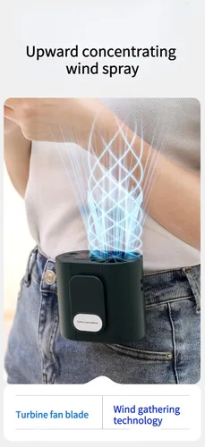 Vista 5 de Nuevo ventilador de cintura inalámbrico con luz LED, batería de larga duración y pantalla digital, ideal para actividades al aire libre