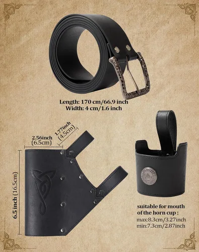 Vista 3 de 5 accesorios de disfraz de cinturón medieval, correa renacentista, rana espada para vikingo, Halloween, cosplay