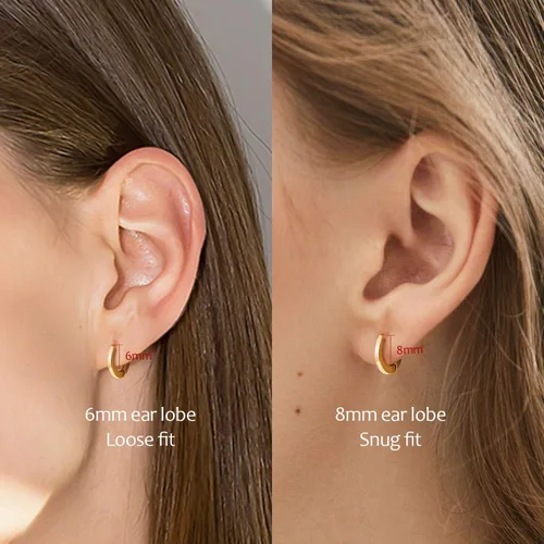 Vista 4 de Aretes de aro pequeños de oro para mujer chapados en oro real de 14 quilates, hipoalergénicos, para cartílago pequeño