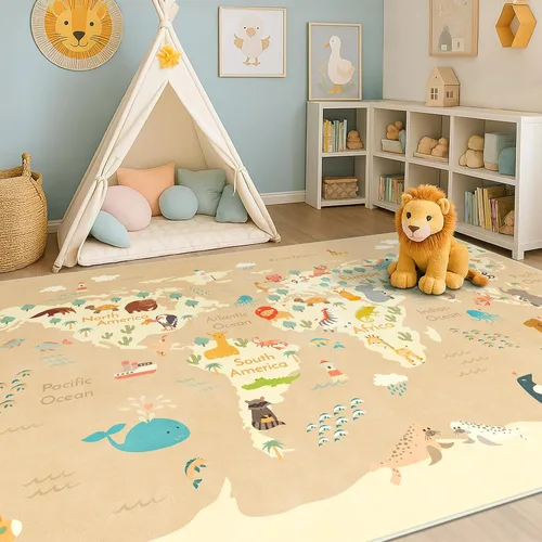 Vista 16 de Alfombra preescolar del alfabeto de 3 x 5 para niños pequeños, alfombra de juego ABC suave para el aprendizaje del bebé, alfombra educativa