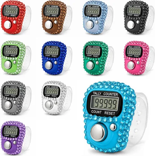 Vista 8 de Amble Contador de clicker con diamantes de imitación, contador de contador de 5 dígitos, clickers para vuelta, lanzamiento, golf, tejido, conteo