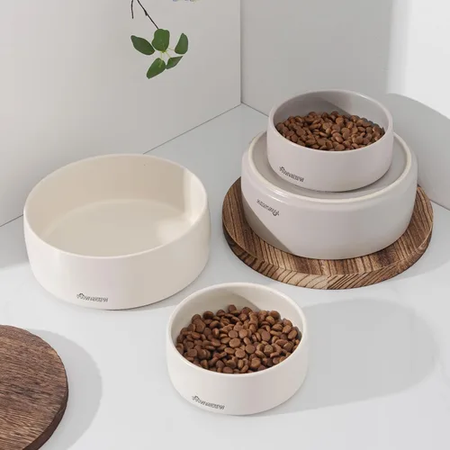 Vista 5 de Cuenco de cerámica para perros, 5.5 pulgadas, pequeño, resistente a derrames, resistente y moderno, alimentación de mascotas para perros pequeños