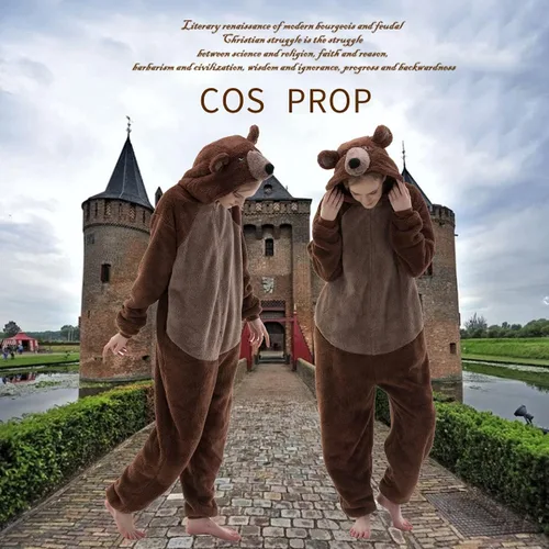 Vista 5 de COSUSKET Snug Fit Unisex Adult Onesie Pajamas Flannel Cosplay Animal One Piece Halloween Costume Sleepwear Homewear