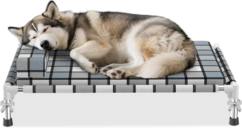 Vista 8 de Tapete elevado para perro – Cama elevada para perros con cojín y cojín elevado para mascotas, sofá cama con almohada y tapete para interiores