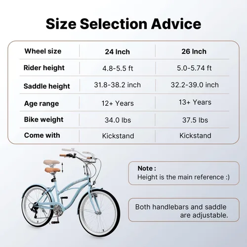 Vista 4 de ACEGER Girls Bike with Rattan Basket for 10+ Years, 24" 26" 1 & 7 Speed Comfort Commute Bicycle, Included Dual Brakes & Seat Rack, Adjustable