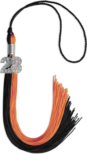 Vista 76 de Endea Graduation Borla de doble color con dije de plata brillante (negro/oro antiguo, 2025)