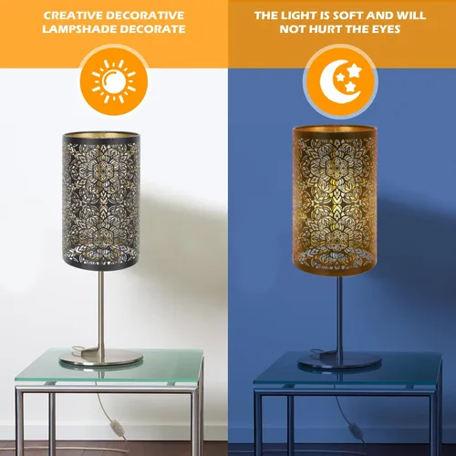 Vista 4 de Beaupretty Pantallas de lámpara de hierro para lámpara de batería, cubierta de luz de bombilla hueca E27 con clip para dormitorio, sala de estar