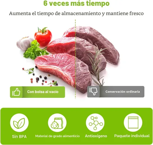 Vista 3 de Bonsenkitchen Bolsas Selladoras al Vacío, Rollos de 8" x 50' Paquete de 2 para Almacenamiento de Alimentos, Sin BPA, Resistente, Rollo de Alimentos