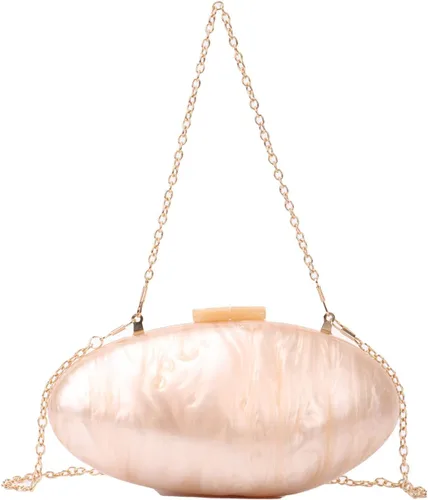Vista 7 de KUANG! Bolsos de noche para mujer, de acrílico, con forma de mejillón, bolso cruzado de hombro, bolso cruzado de cadena para fiesta de boda