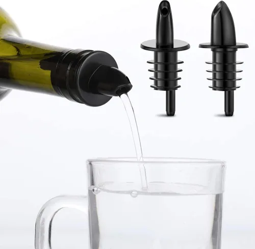 Vista 2 de (12-PCS-Negro) Vertedores de licor de flujo libre Botella Verter Boquillas Velocidad Vertedores