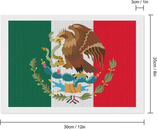 Vista 2 de Kits de pintura de diamantes con bandera mexicana para adultos, taladro completo 5D, manualidades para decoración de pared del hogar, regalo