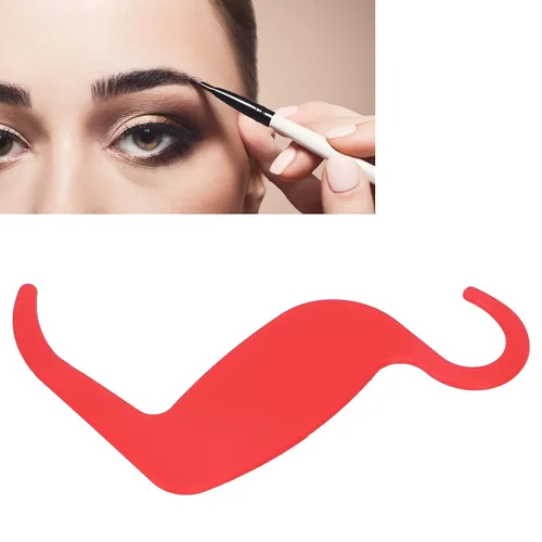 Vista 5 de Stencil para juego de brochas de maquillaje, plantillas de maquillaje de cara, nariz, ceja, pómulo, contorno para varias formas de cara (rojo)