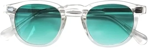 Vista 2 de EAREADA Lentes de sol redondos de acetato retro para hombre, estilo Johnny Depp, lentes polarizados